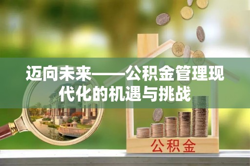 汨罗迈向未来——公积金管理现代化的机遇与挑战